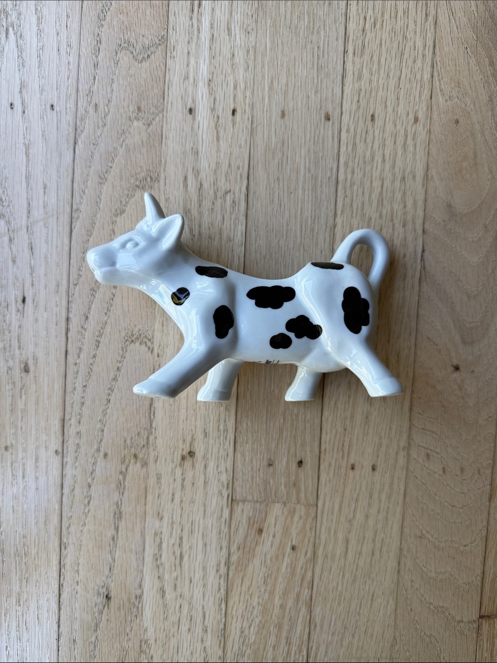 Pier 1 White Ceramic Cow Creamer with Black Spots